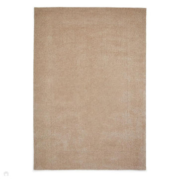 Windsor Modern Plain Hand-Woven Ribbed Textured Border Wool Natural Warm Beige Rug-Think Rugs-Rug Love - The Most Loved Rug Store